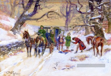 Charles Marion Russell œuvres - hold   up sur la route boston 1907 Charles Marion Russell